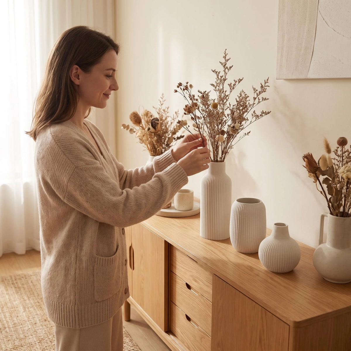The Novella Ribbed Vase Set