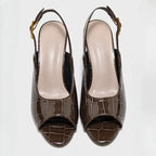 Marlowe Croc Slingback Heels