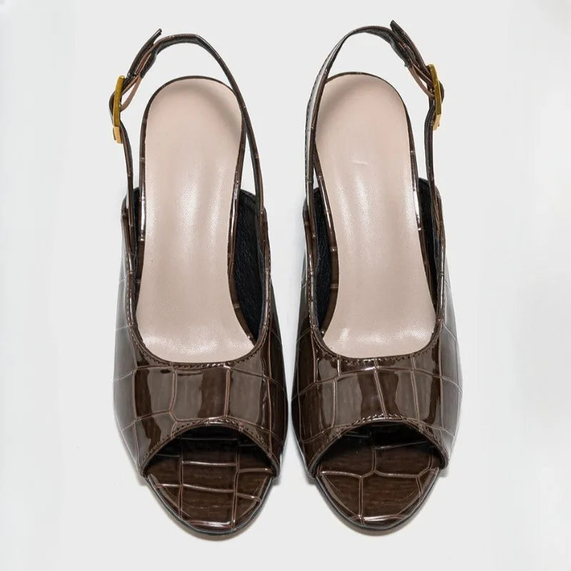 Marlowe Croc Slingback Heels