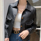 Elena Cropped Vegan Leather Jacket