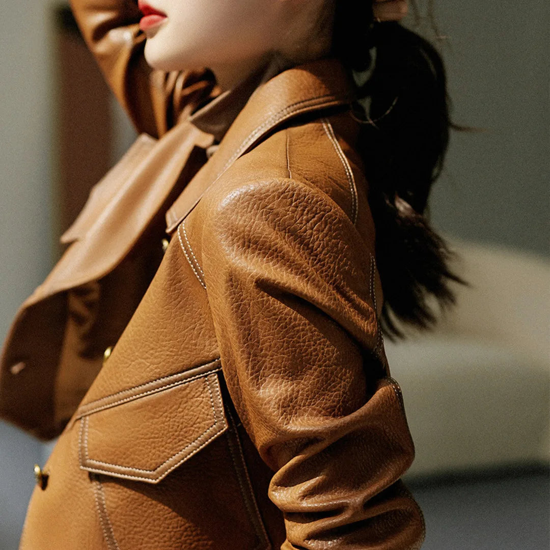 Elena Cropped Vegan Leather Jacket
