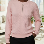 Classic Cable-Knit Zip Sweater