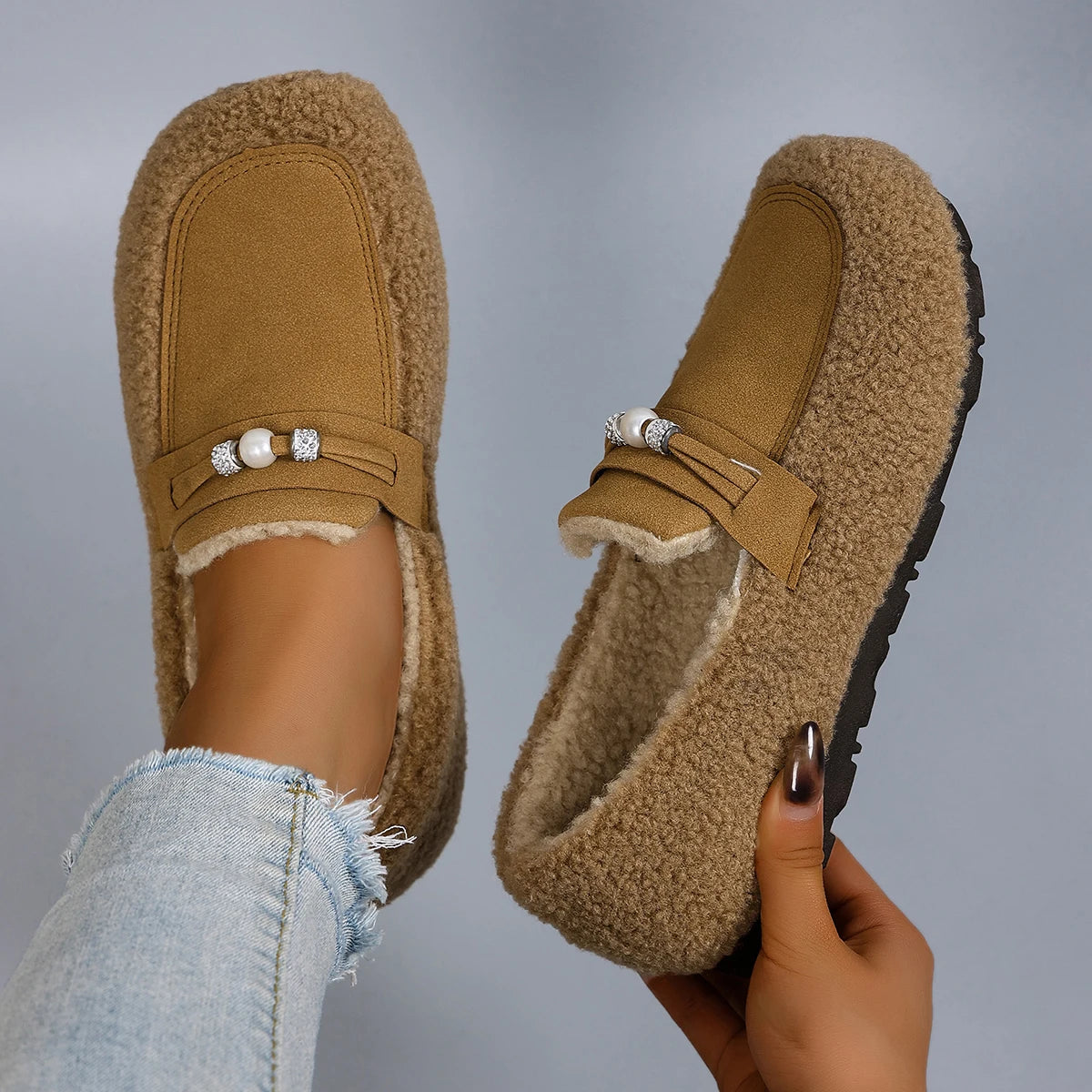 Aurelia Pearl Fleece Loafers