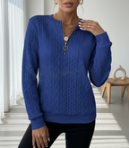 Classic Cable-Knit Zip Sweater