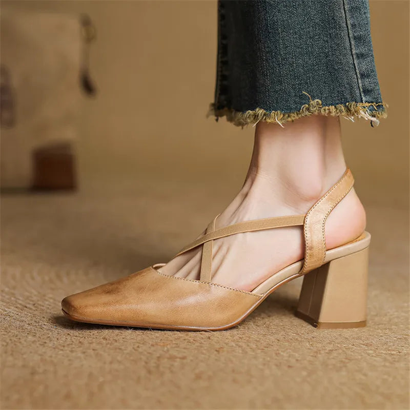 Hazel Cross-Strap Block Heel Slingback