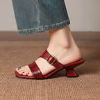 Klara Genuine Leather Buckle Mule