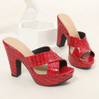 Amara Croc-Embossed Platform Sandal