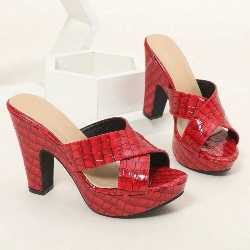 Amara Croc-Embossed Platform Sandal