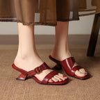 Klara Genuine Leather Buckle Mule