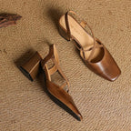 Hazel Cross-Strap Block Heel Slingback