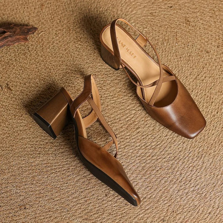 Hazel Cross-Strap Block Heel Slingback