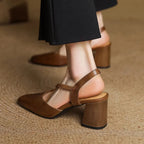 Hazel Cross-Strap Block Heel Slingback