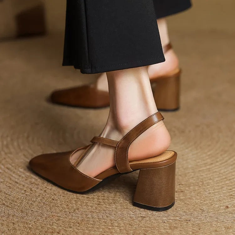 Hazel Cross-Strap Block Heel Slingback