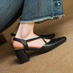 Hazel Cross-Strap Block Heel Slingback