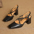 Hazel Cross-Strap Block Heel Slingback