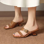 Klara Genuine Leather Buckle Mule