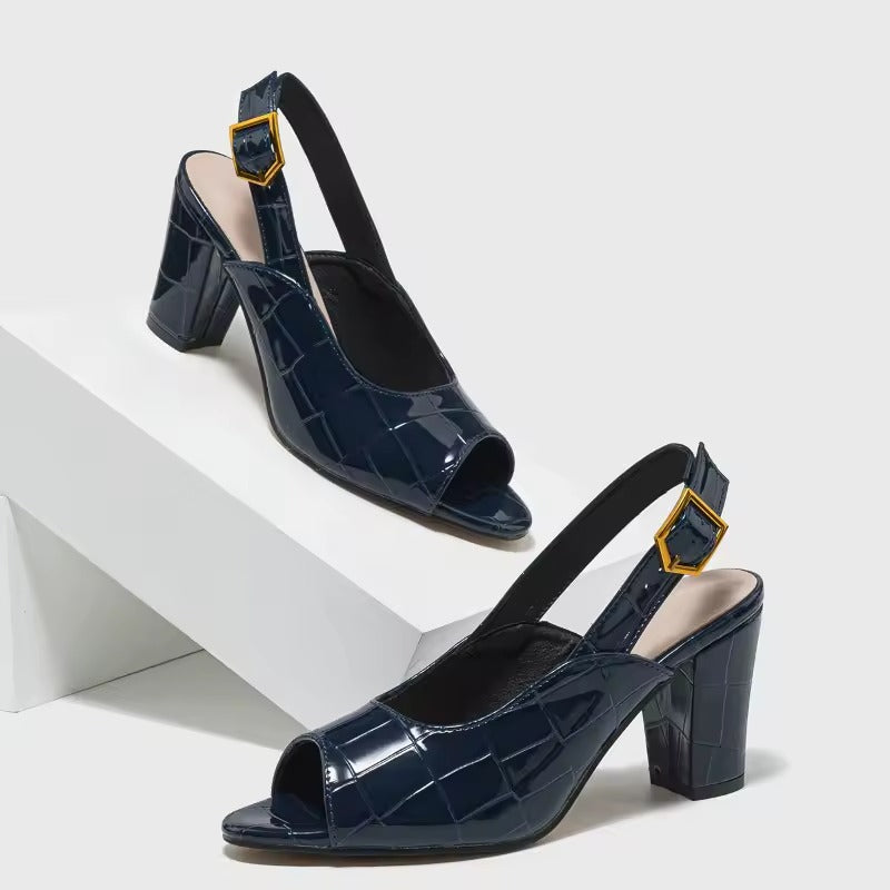 Marlowe Croc Slingback Heels