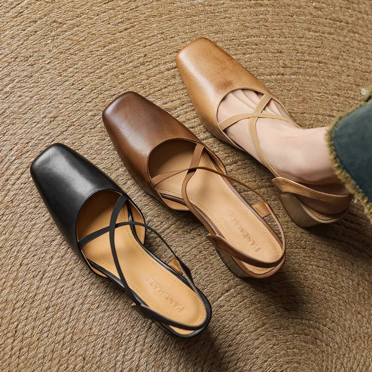 Hazel Cross-Strap Block Heel Slingback